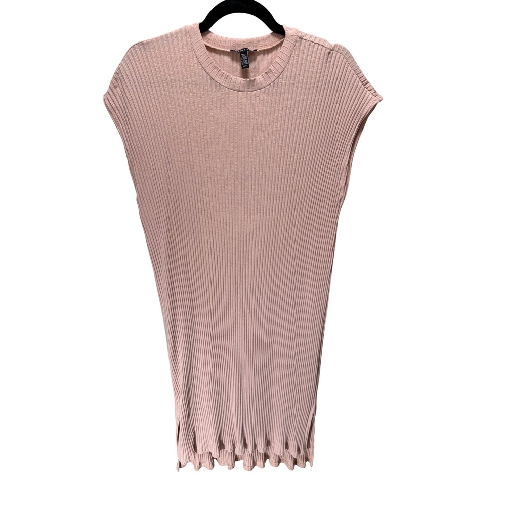 Eileen Fisher Ribbed Tencel Knit Dress Womens Medium Pink Cap Sleeve Beach